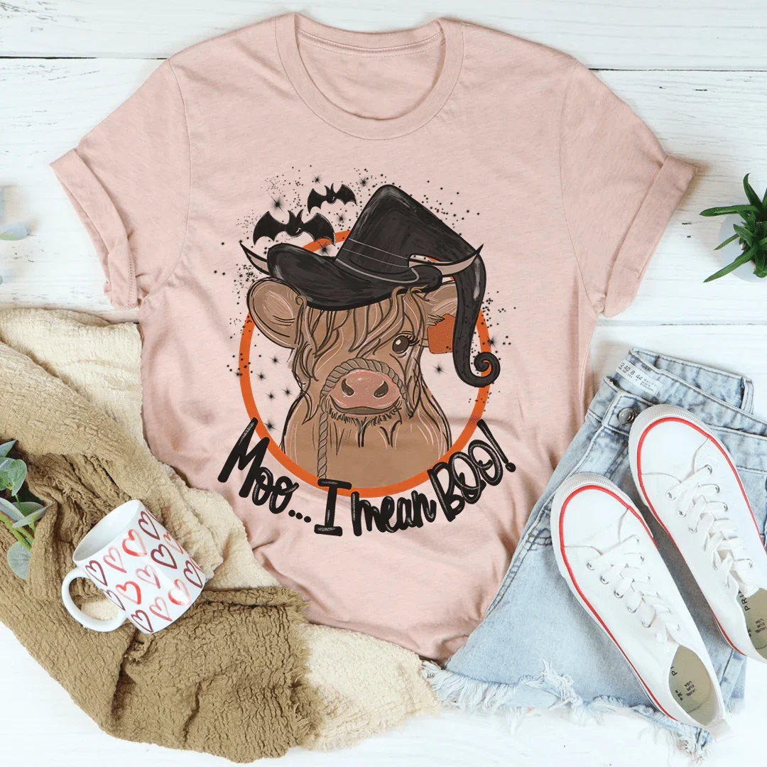 Moo I Mean Boo Cow Tee Peachy Sunday T-Shirt
