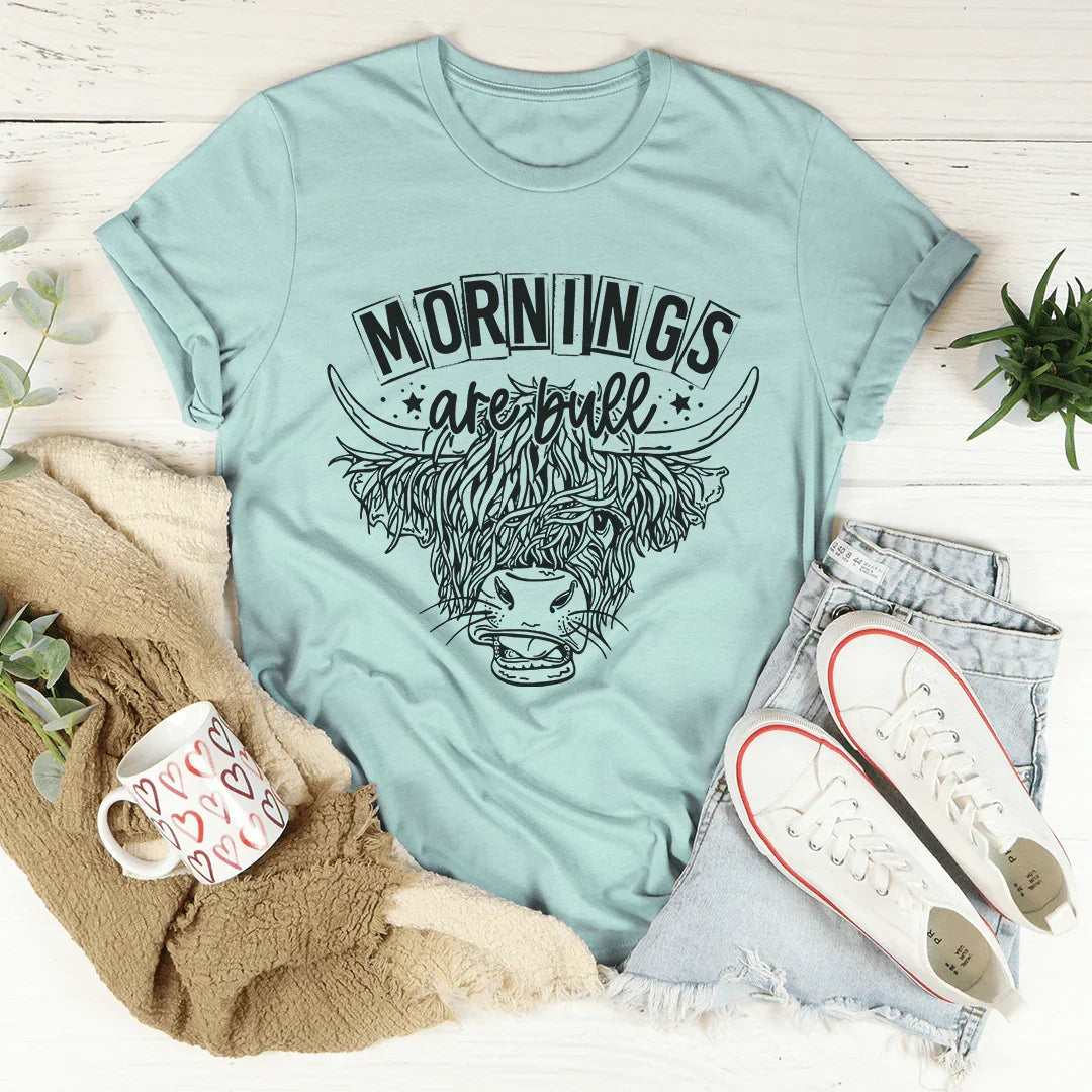 Mornings Are Bull Tee Heather Prism Dusty Blue / S Peachy Sunday T-Shirt