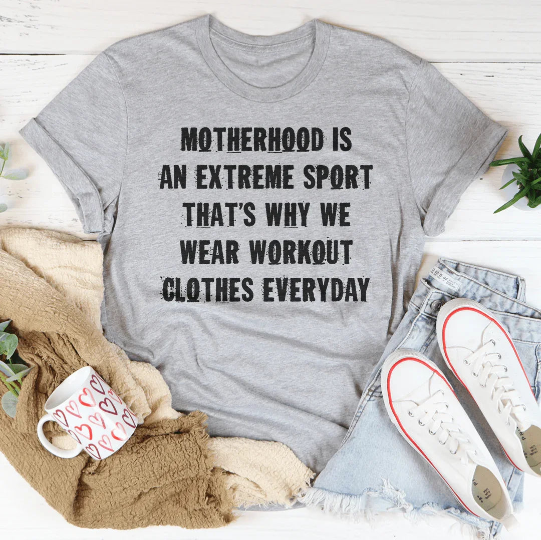 Motherhood Is An Extreme Sport Tee Peachy Sunday T-Shirt