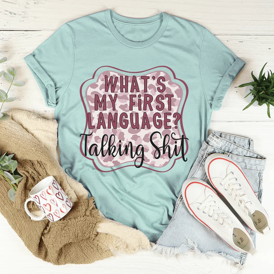 My First Language Tee Heather Prism Dusty Blue / S Peachy Sunday T-Shirt