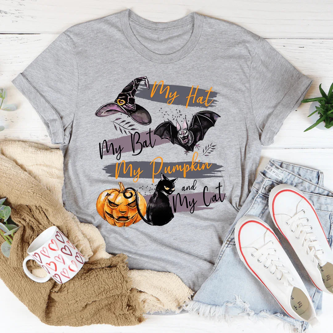 My Hat My Bat My Pumpkin And My Cat Tee Athletic Heather / S Peachy Sunday T-Shirt