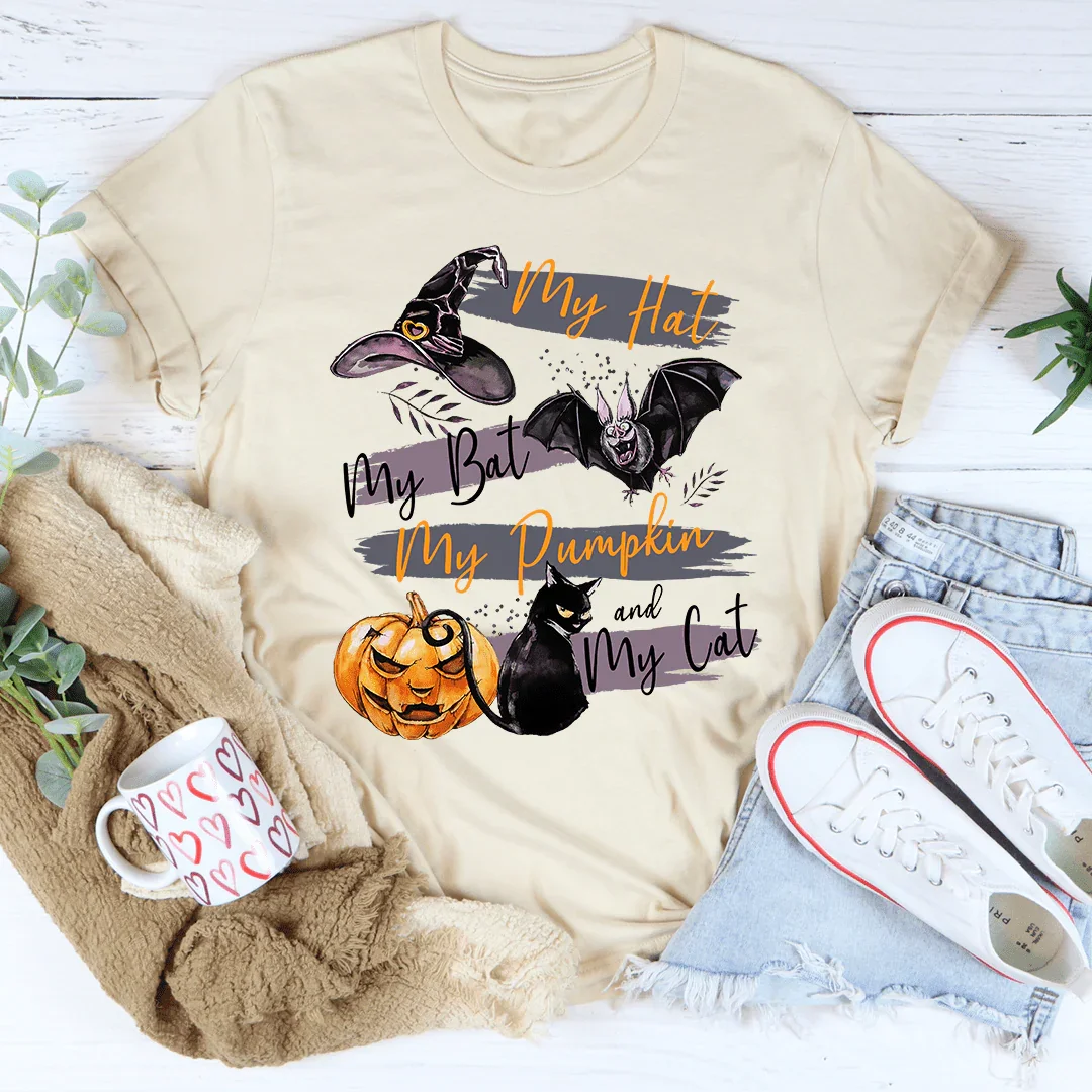 My Hat My Bat My Pumpkin And My Cat Tee Heather Dust / S Peachy Sunday T-Shirt
