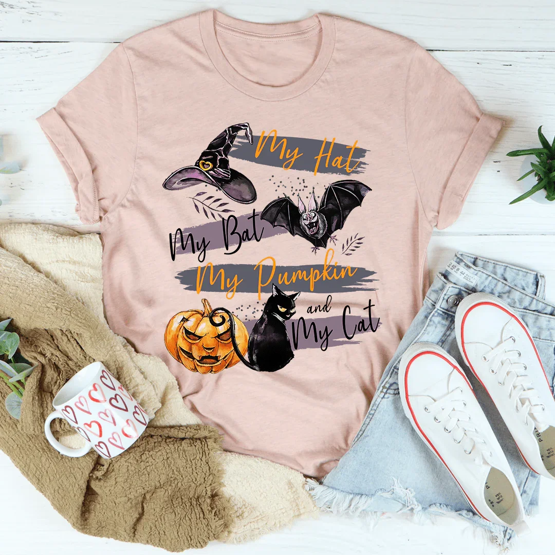 My Hat My Bat My Pumpkin And My Cat Tee Heather Prism Peach / S Peachy Sunday T-Shirt