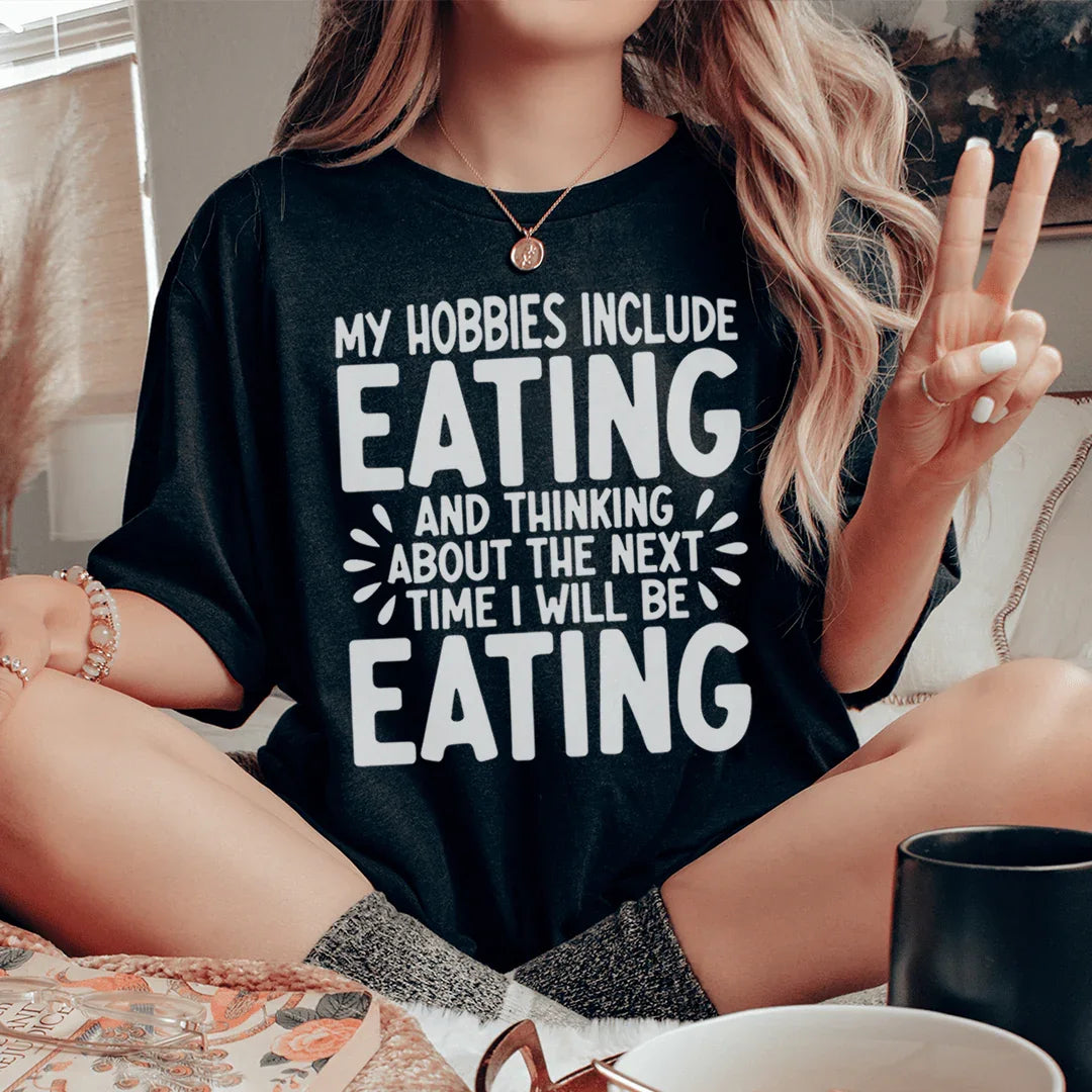 My Hobbies Include Eating Tee Black Heather / S Peachy Sunday T-Shirt