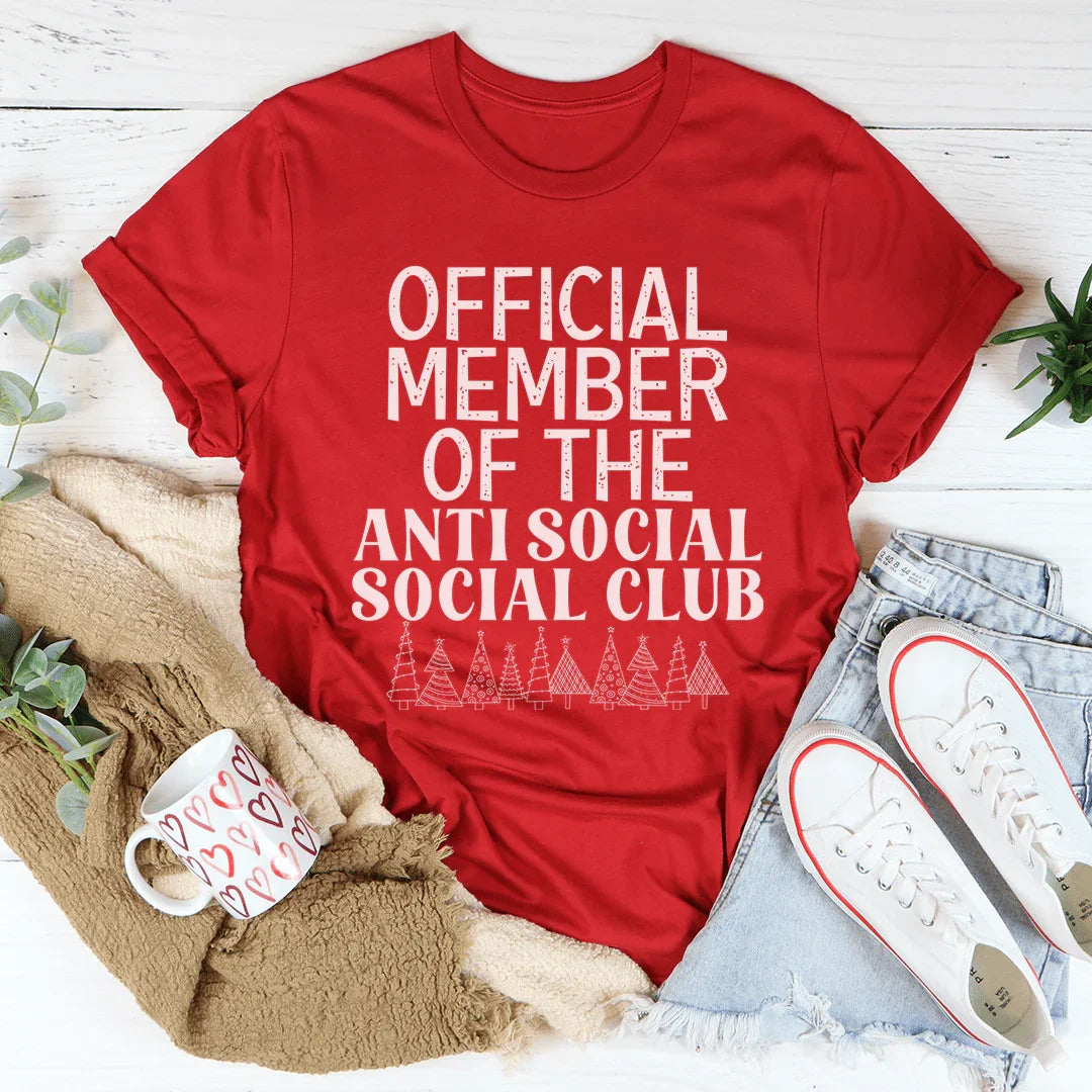 Official Member Of The Anti Social Club Christmas Tee Red / S Peachy Sunday T-Shirt