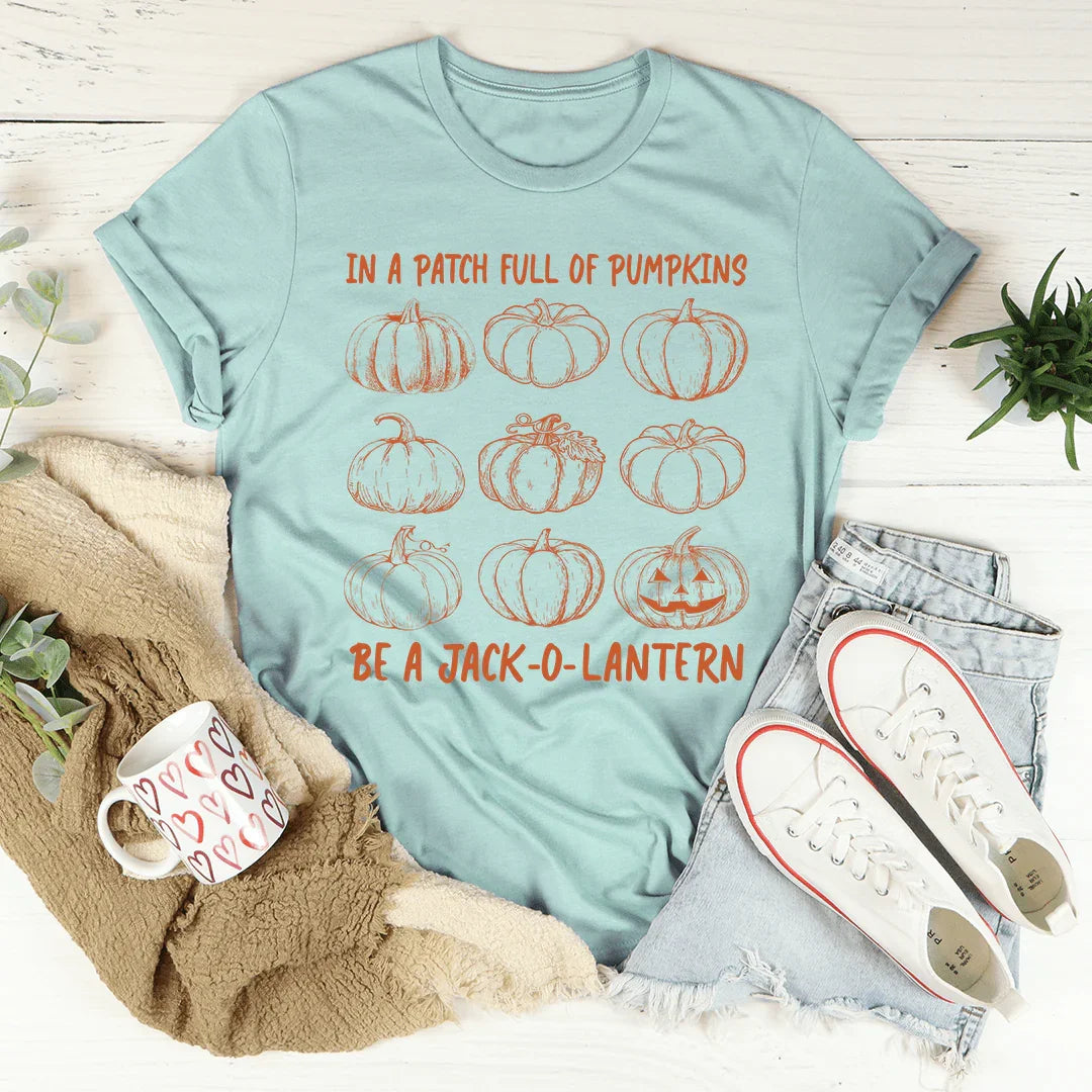 Patch Full Of Pumpkins Tee Heather Prism Dusty Blue / S Peachy Sunday T-Shirt