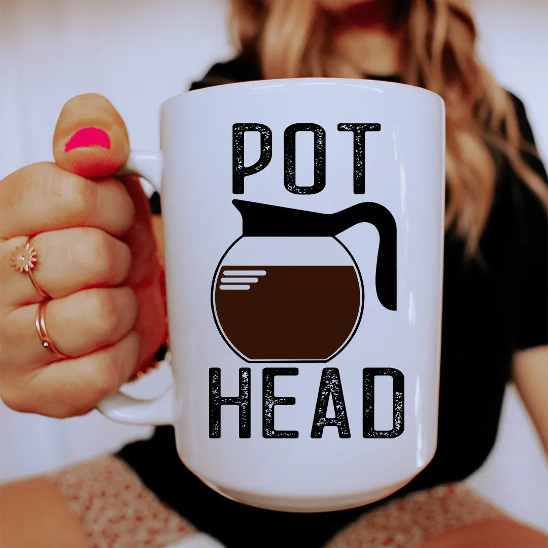 Pot Head Coffee Ceramic Mug 15 oz White / One Size CustomCat Drinkware T-Shirt