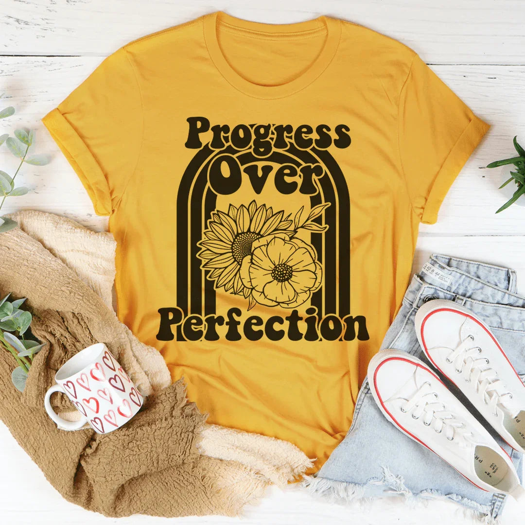 Progress Over Perfection Tee Mustard / S Peachy Sunday T-Shirt