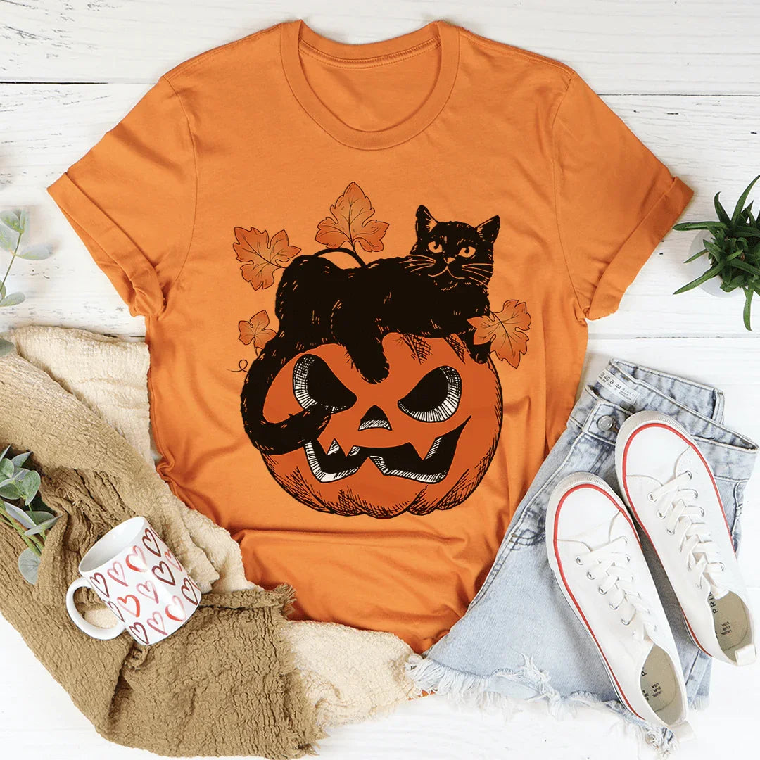 Pumpkin Cat Tee Burnt Orange / S Peachy Sunday T-Shirt