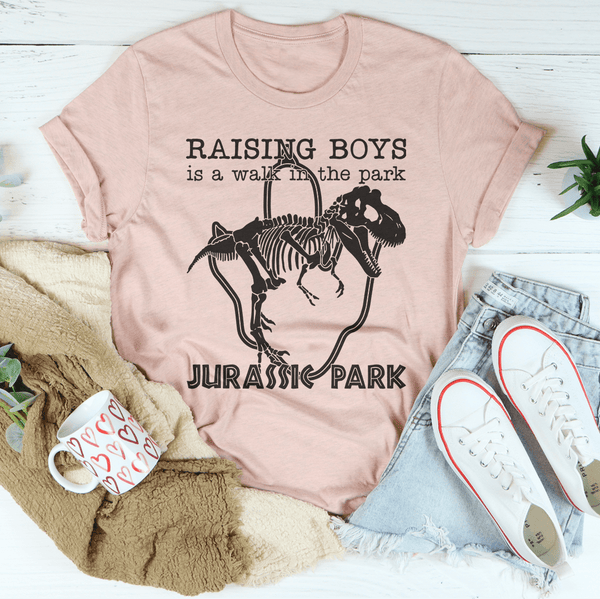Raising Boys Is A Walk In The Park Tee Heather Peach / S Printify T-Shirt T-Shirt