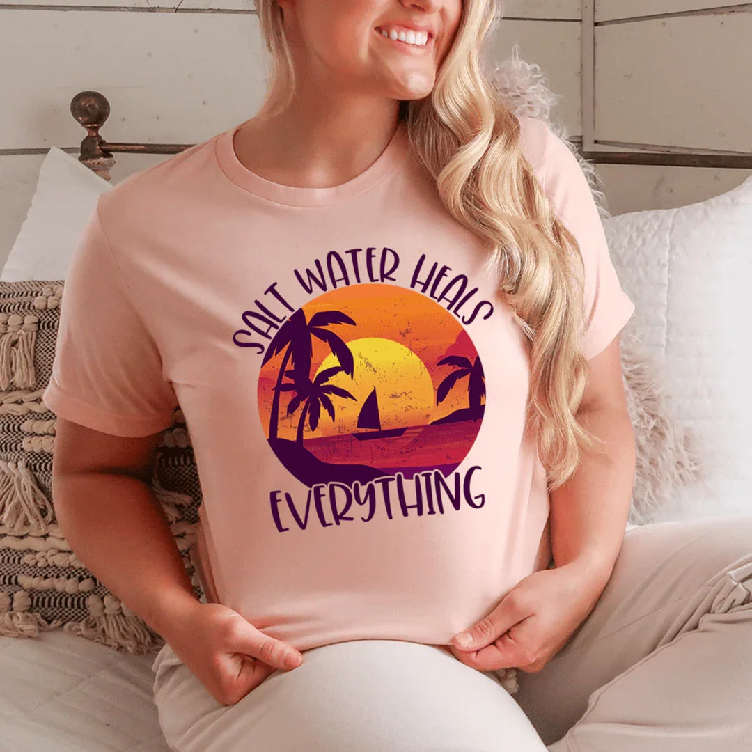 Salt Water Heals Everything Tee Heather Prism Peach / S Peachy Sunday T-Shirt
