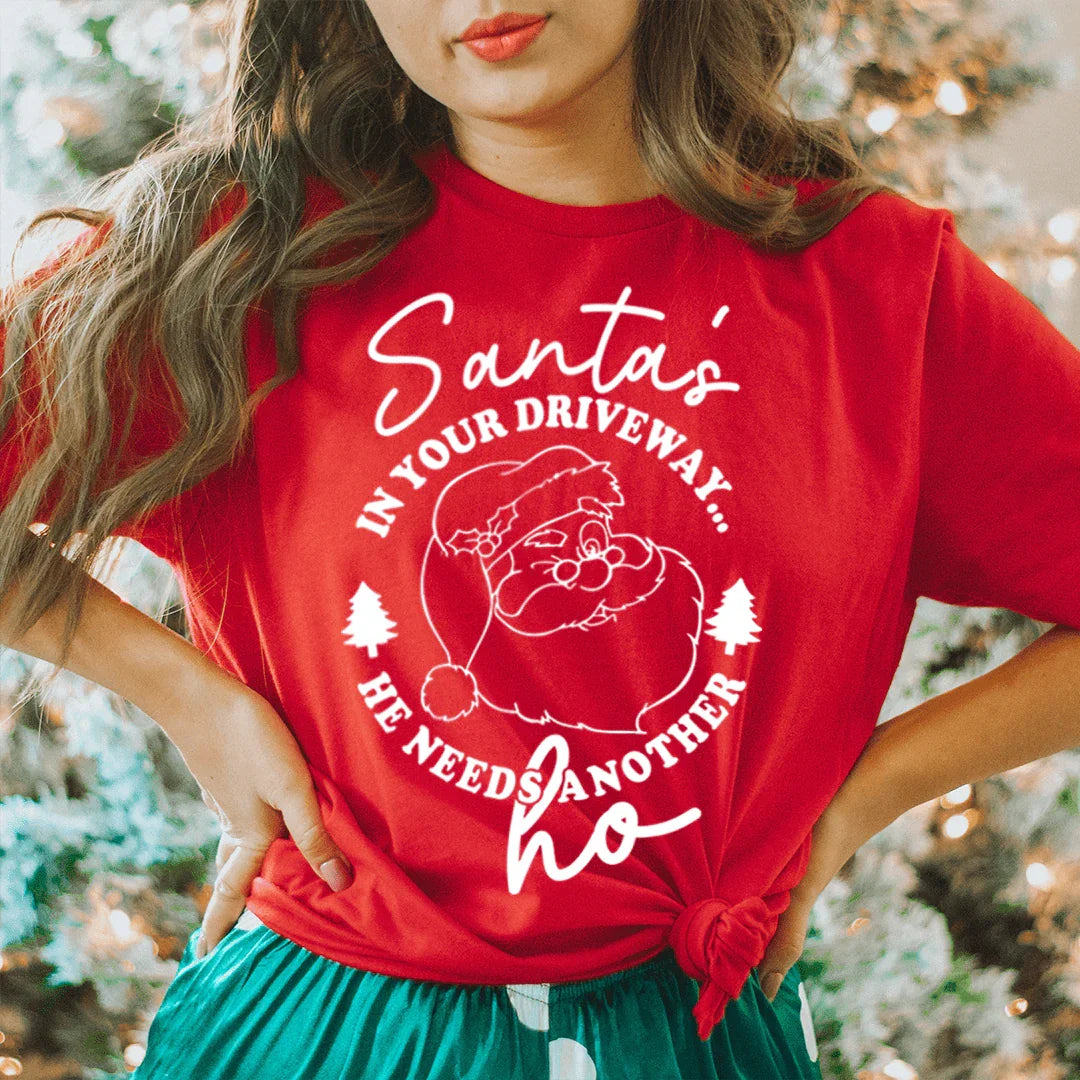 Santa's In Your Driveaway Tee Red / S Peachy Sunday T-Shirt