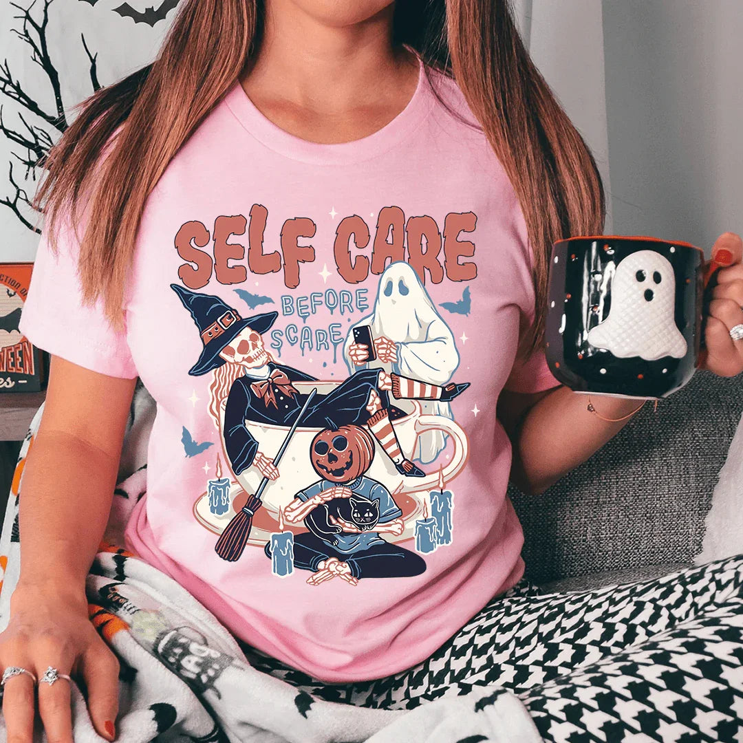 Self Care Before Scare Tee Peachy Sunday T-Shirt