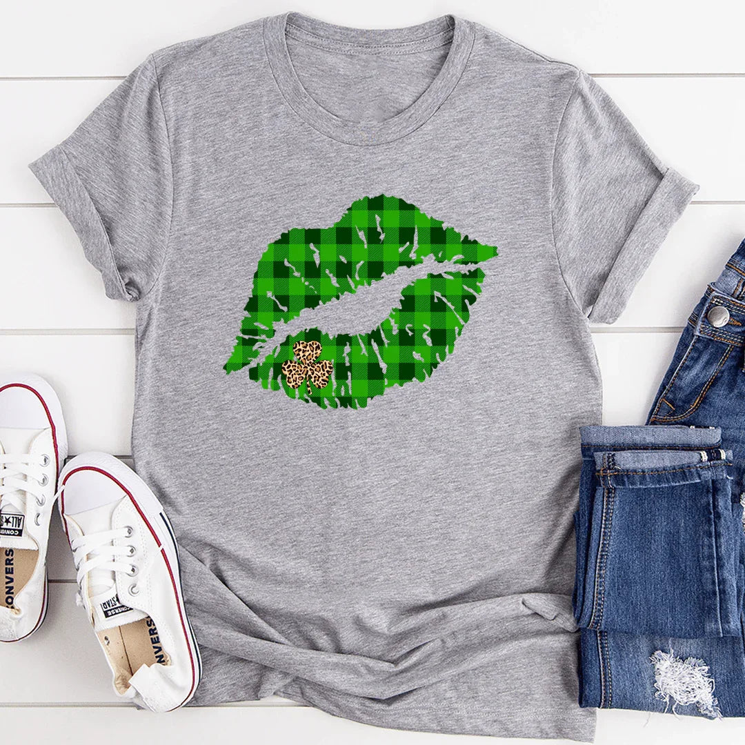 Shamrock Lips Tee Athletic Heather / S Peachy Sunday T-Shirt
