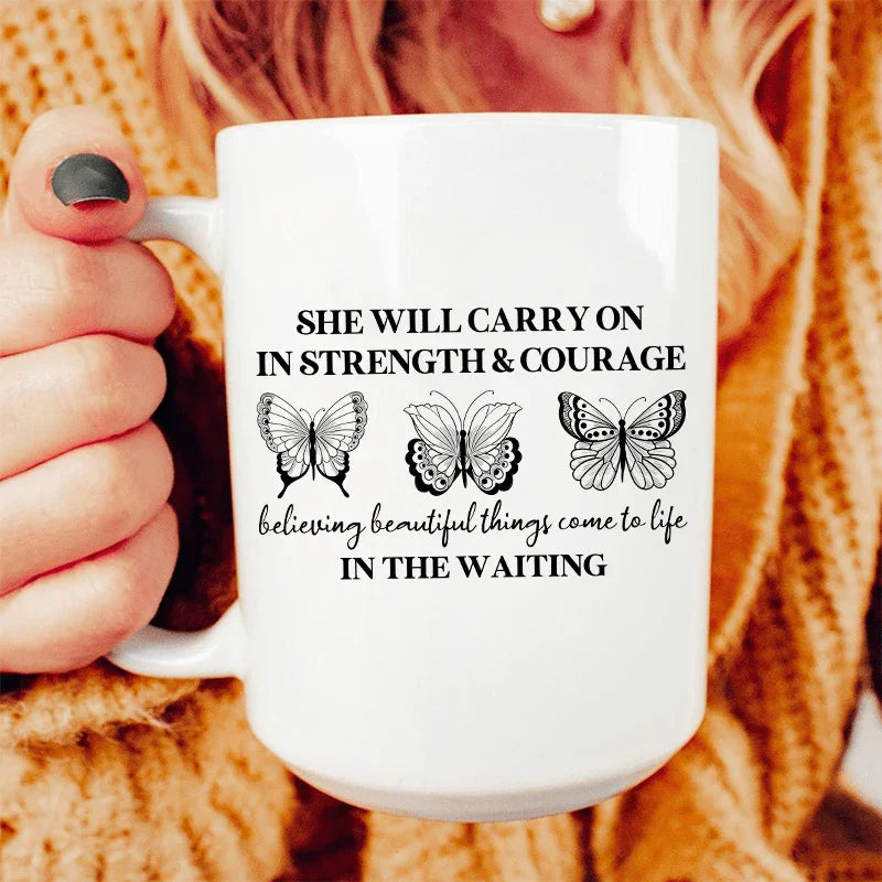 She Will Carry On Ceramic Mug 15 oz White / One Size CustomCat Drinkware T-Shirt