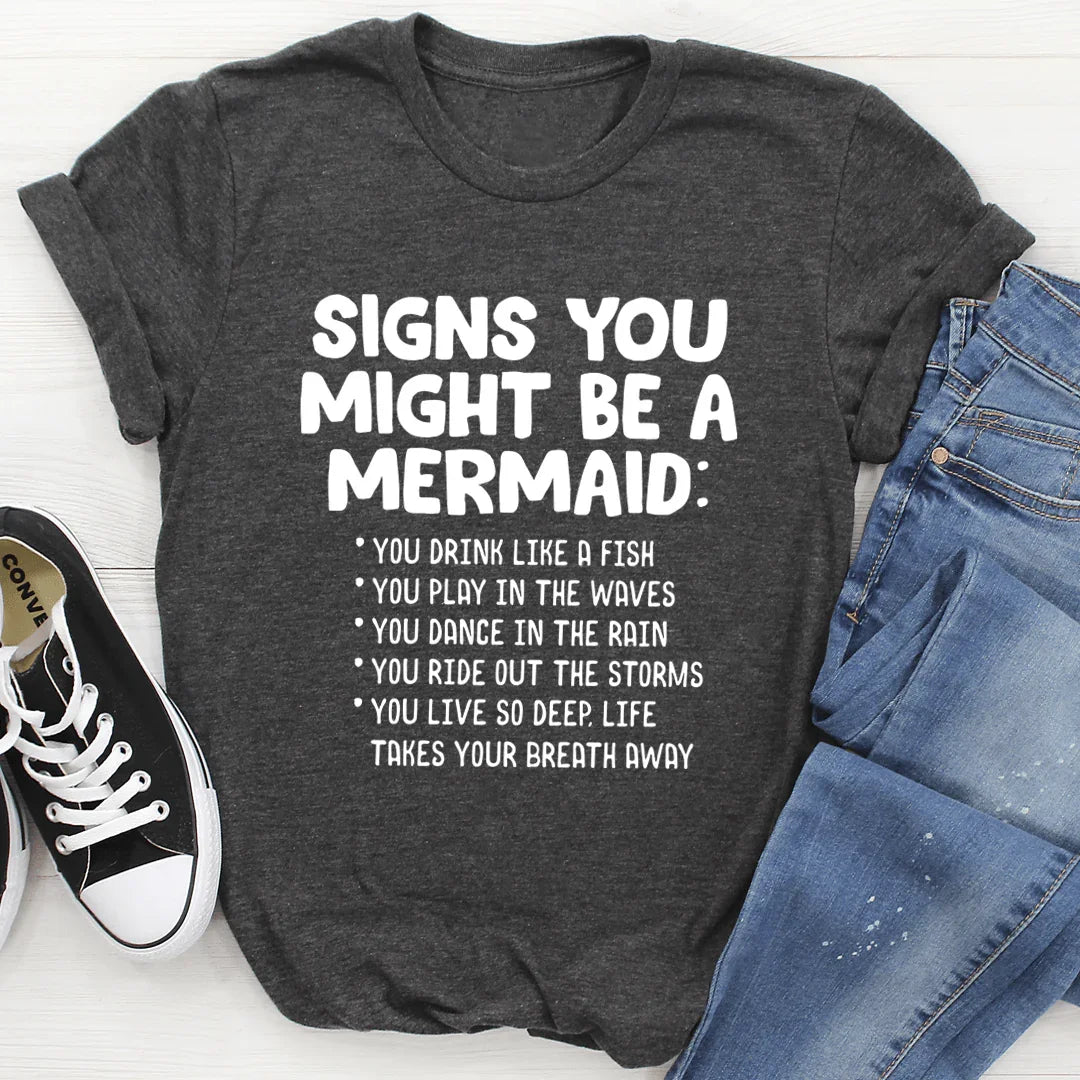 Signs You Might Be A Mermaid Tee Dark Grey Heather / S Peachy Sunday T-Shirt