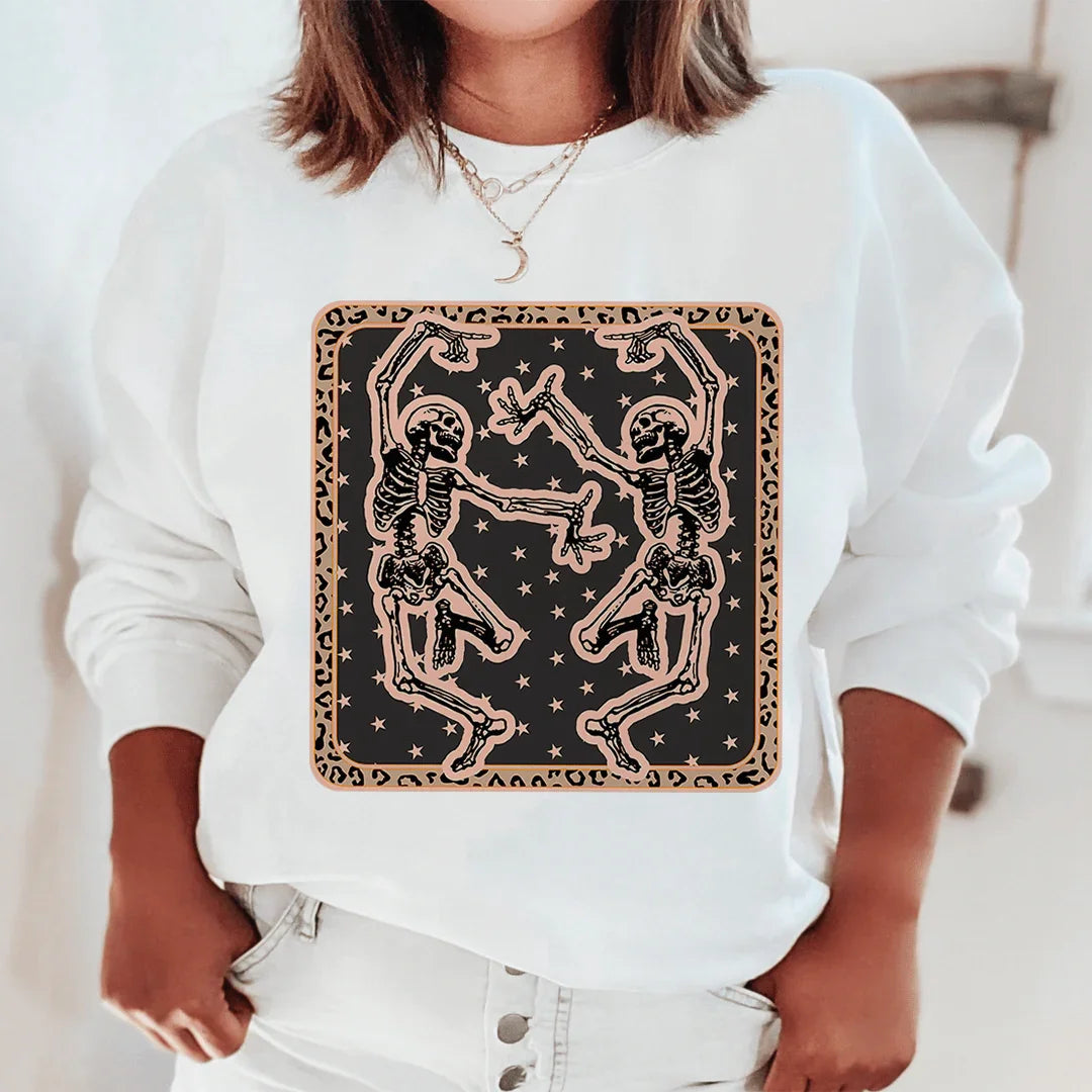 Skeleton Dancing Sweatshirt White / S Peachy Sunday T-Shirt