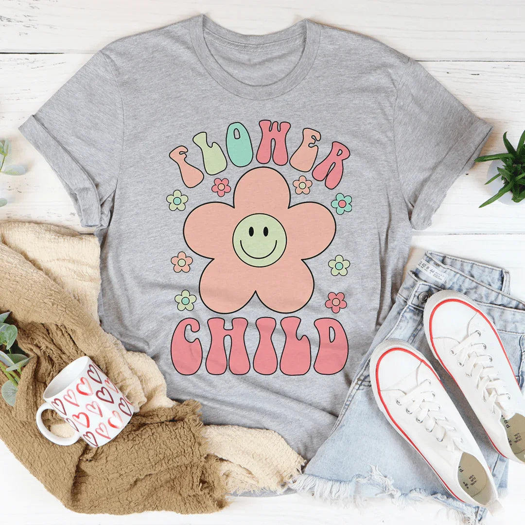 Smiley Flower Child Tee Peachy Sunday T-Shirt