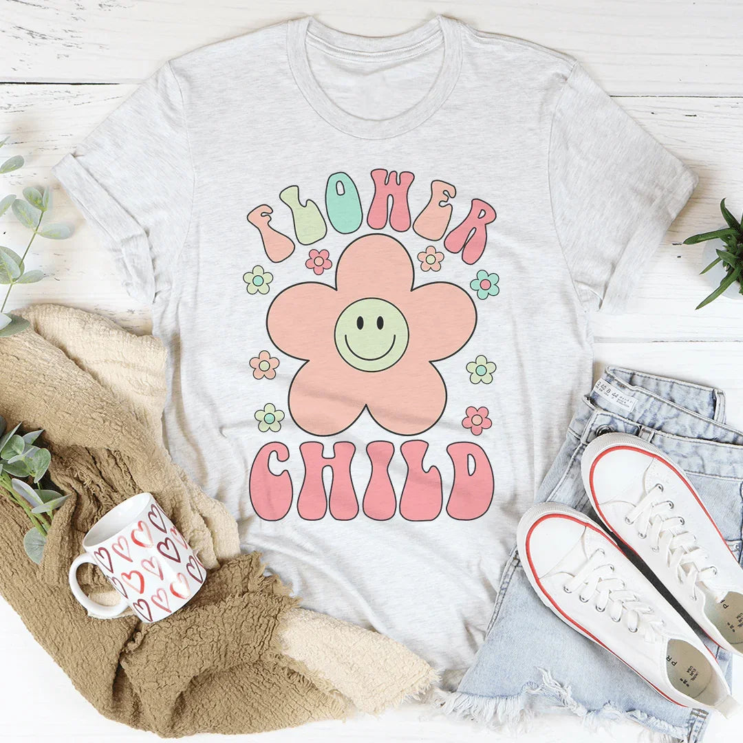 Smiley Flower Child Tee Peachy Sunday T-Shirt