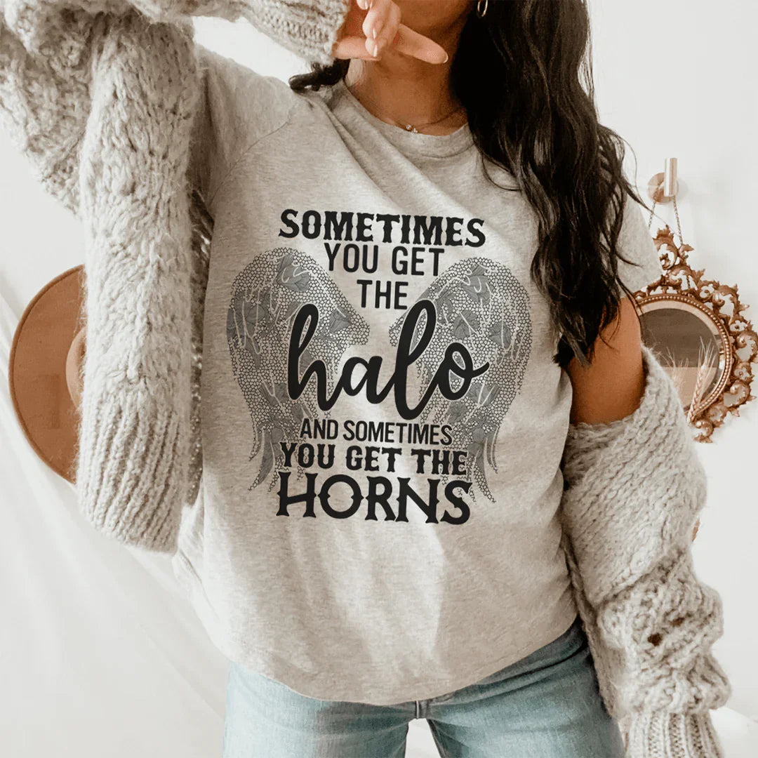Sometimes You Get The Halo And Sometimes You Get The Horns Tee Athletic Heather / S Peachy Sunday T-Shirt