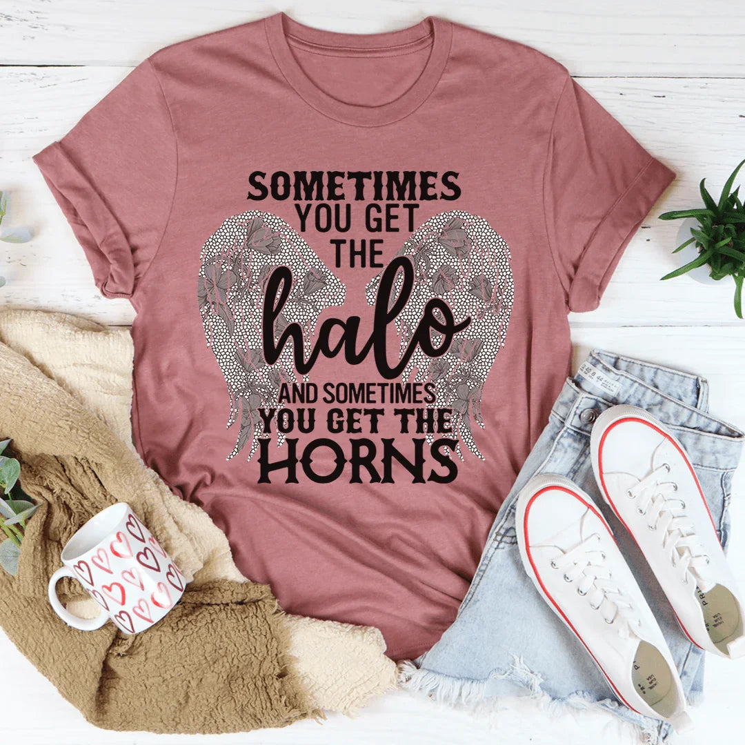 Sometimes You Get The Halo And Sometimes You Get The Horns Tee Mauve / S Peachy Sunday T-Shirt