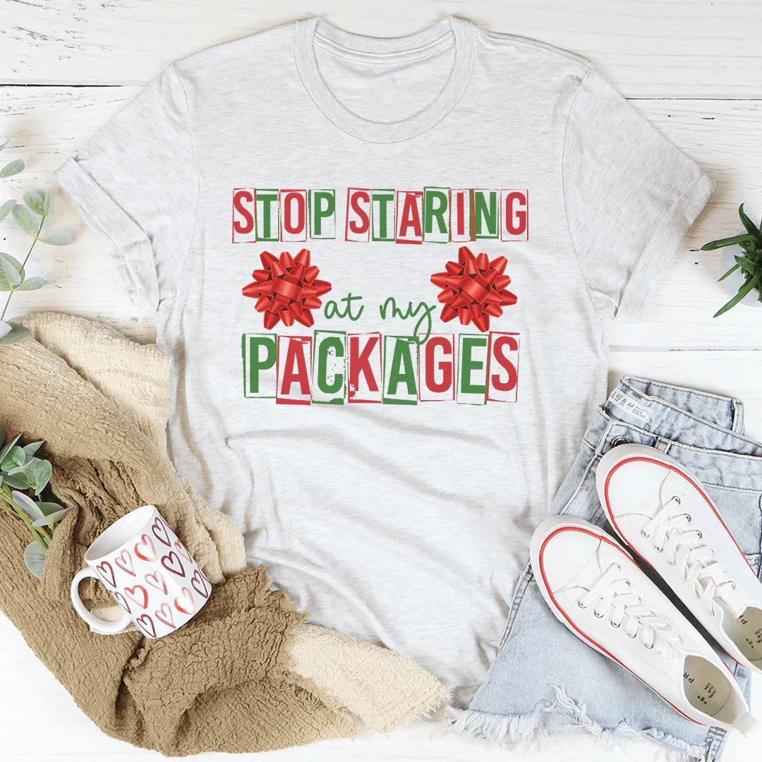 Stop Staring At My Packages Tee Ash / S Peachy Sunday T-Shirt