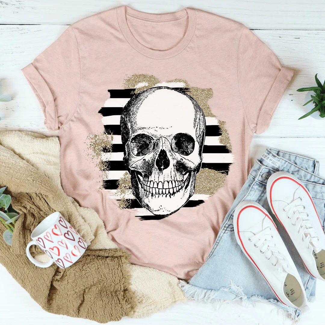 Striped Skull Tee Heather Prism Peach / S Peachy Sunday T-Shirt