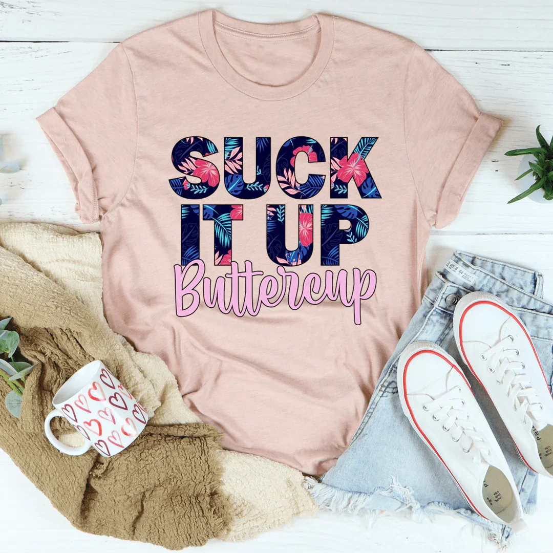 Suck It Up Buttercup Floral Tee Heather Prism Peach / S Peachy Sunday T-Shirt