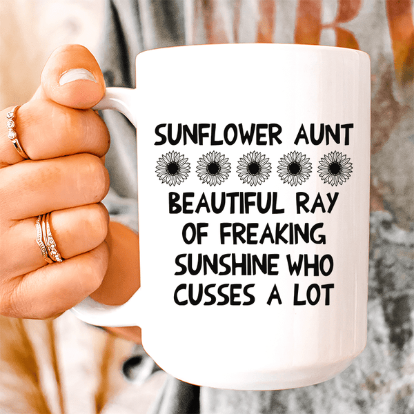 Sunflower Aunt Ceramic Mug 15 oz White / One Size CustomCat Drinkware T-Shirt