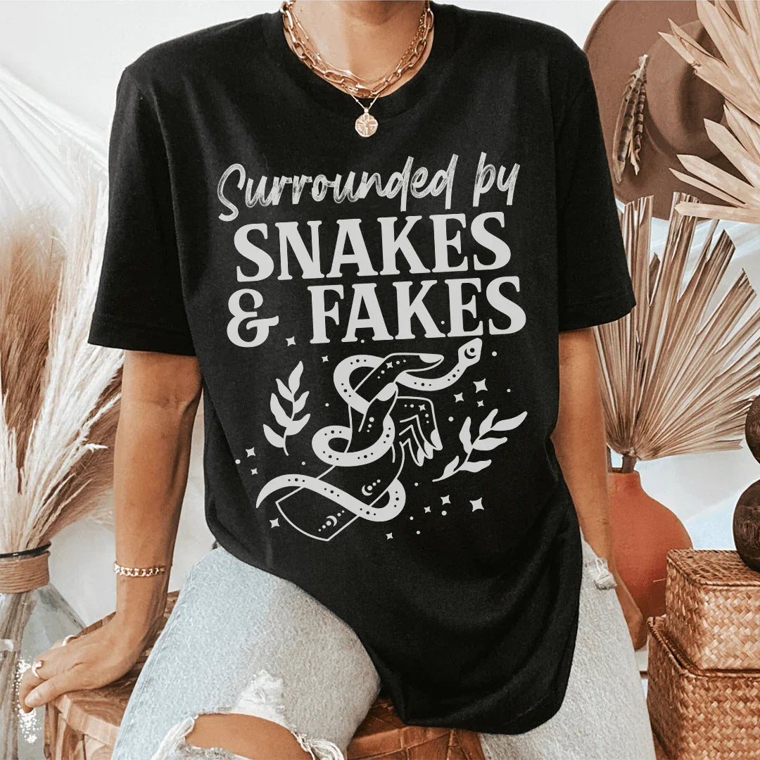 Surrounded By Snakes & Fakes Tee Black Heather / S Peachy Sunday T-Shirt