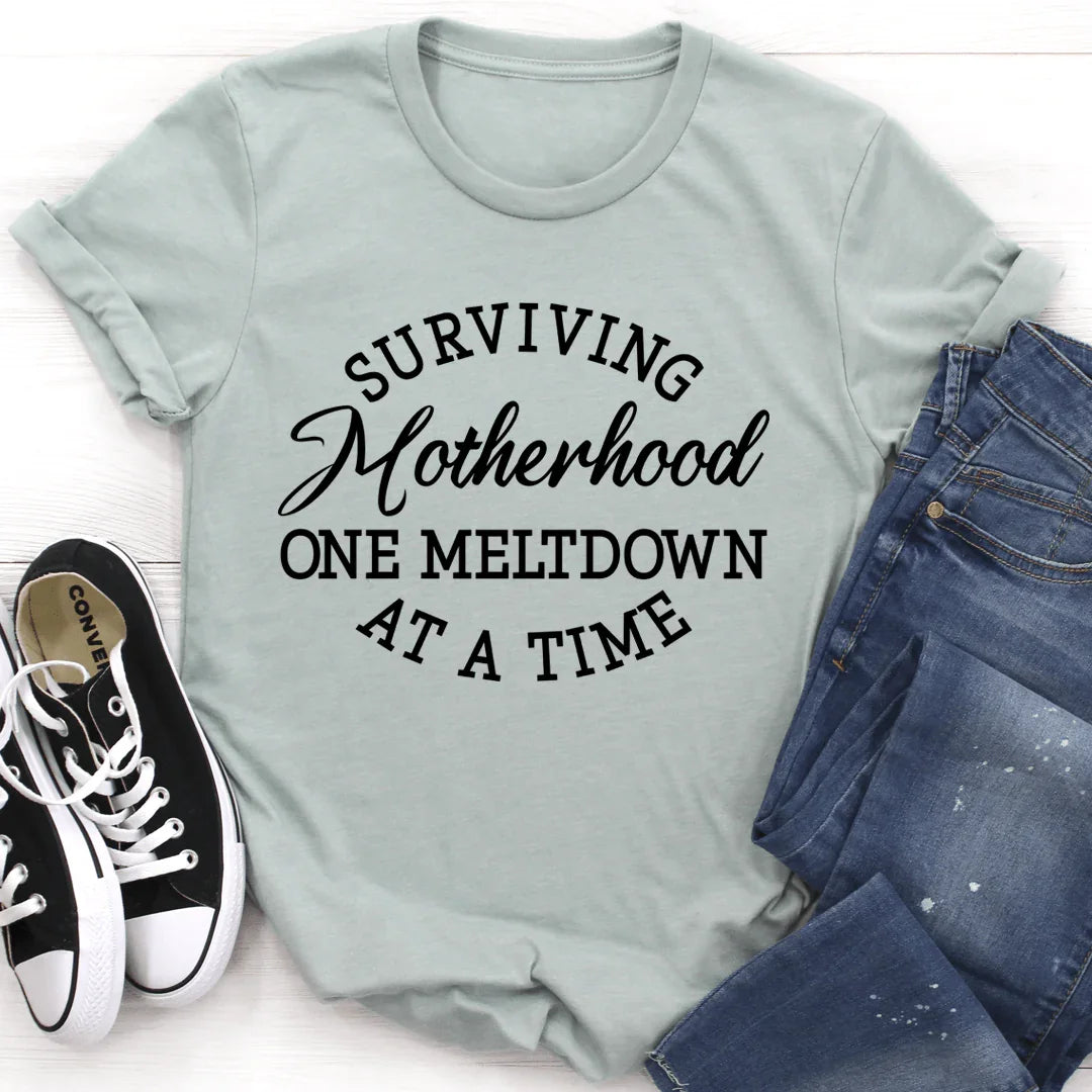 Surviving Motherhood Tee Heather Prism Dusty Blue / S Peachy Sunday T-Shirt