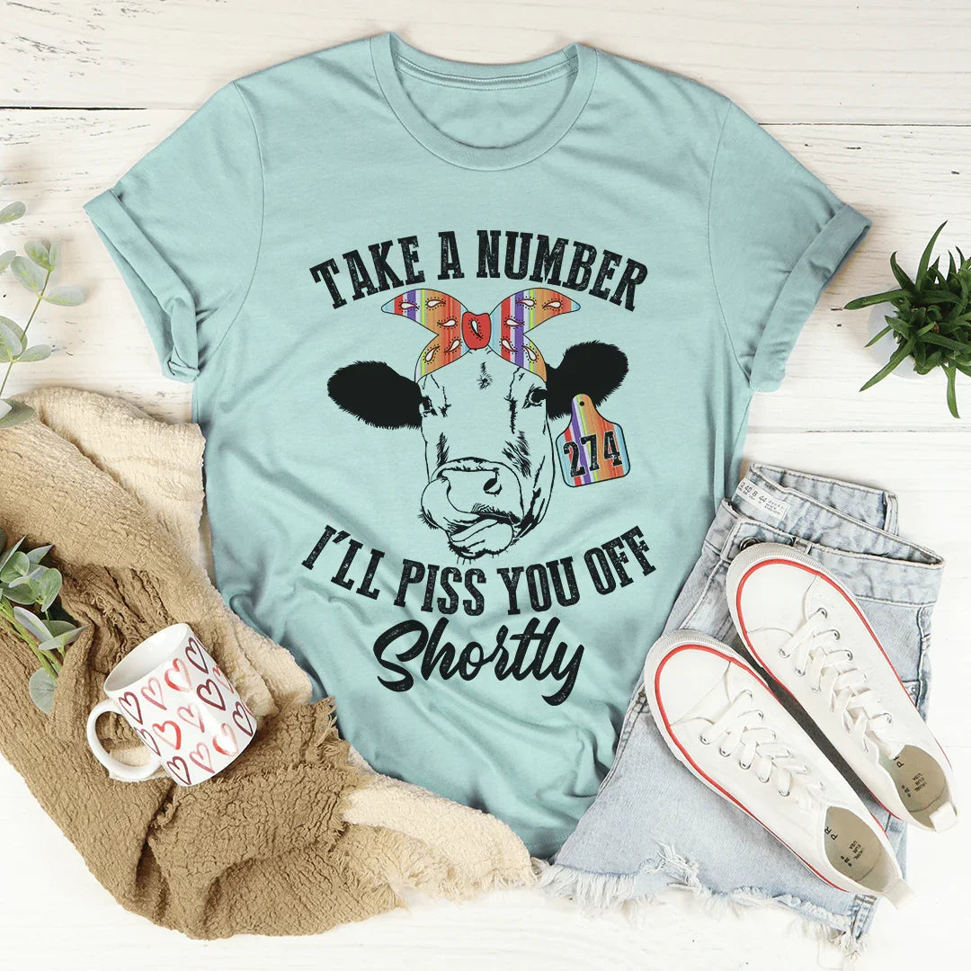 Take A Number Cow Tee Heather Prism Dusty Blue / S Peachy Sunday T-Shirt