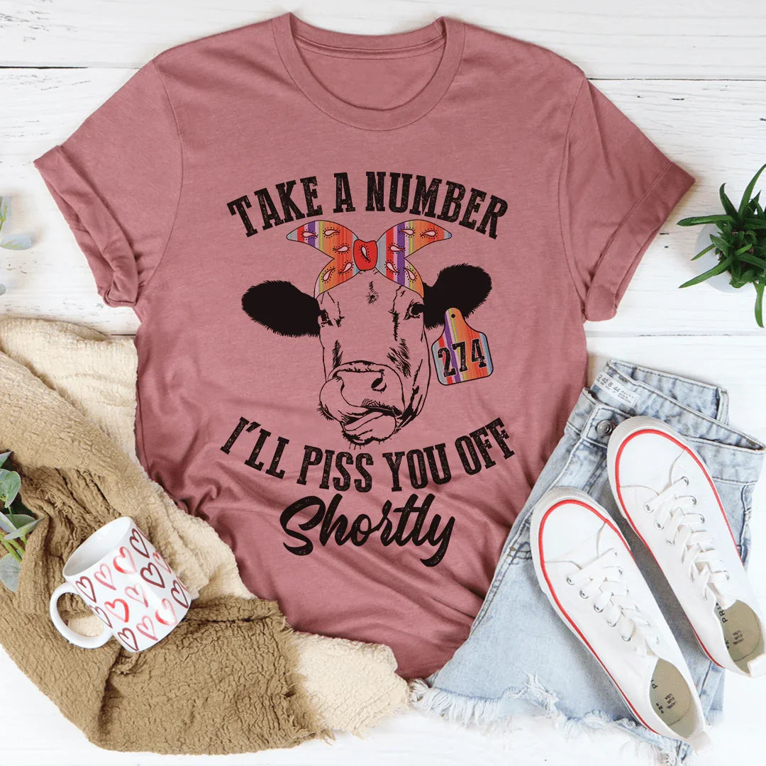 Take A Number Cow Tee Mauve / S Peachy Sunday T-Shirt