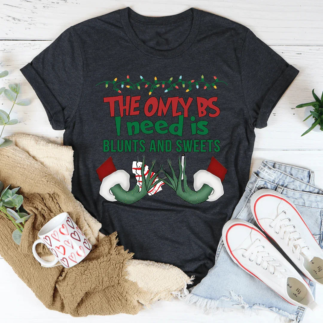 The Only BS I Need Christmas Tee Dark Grey Heather / S Peachy Sunday T-Shirt