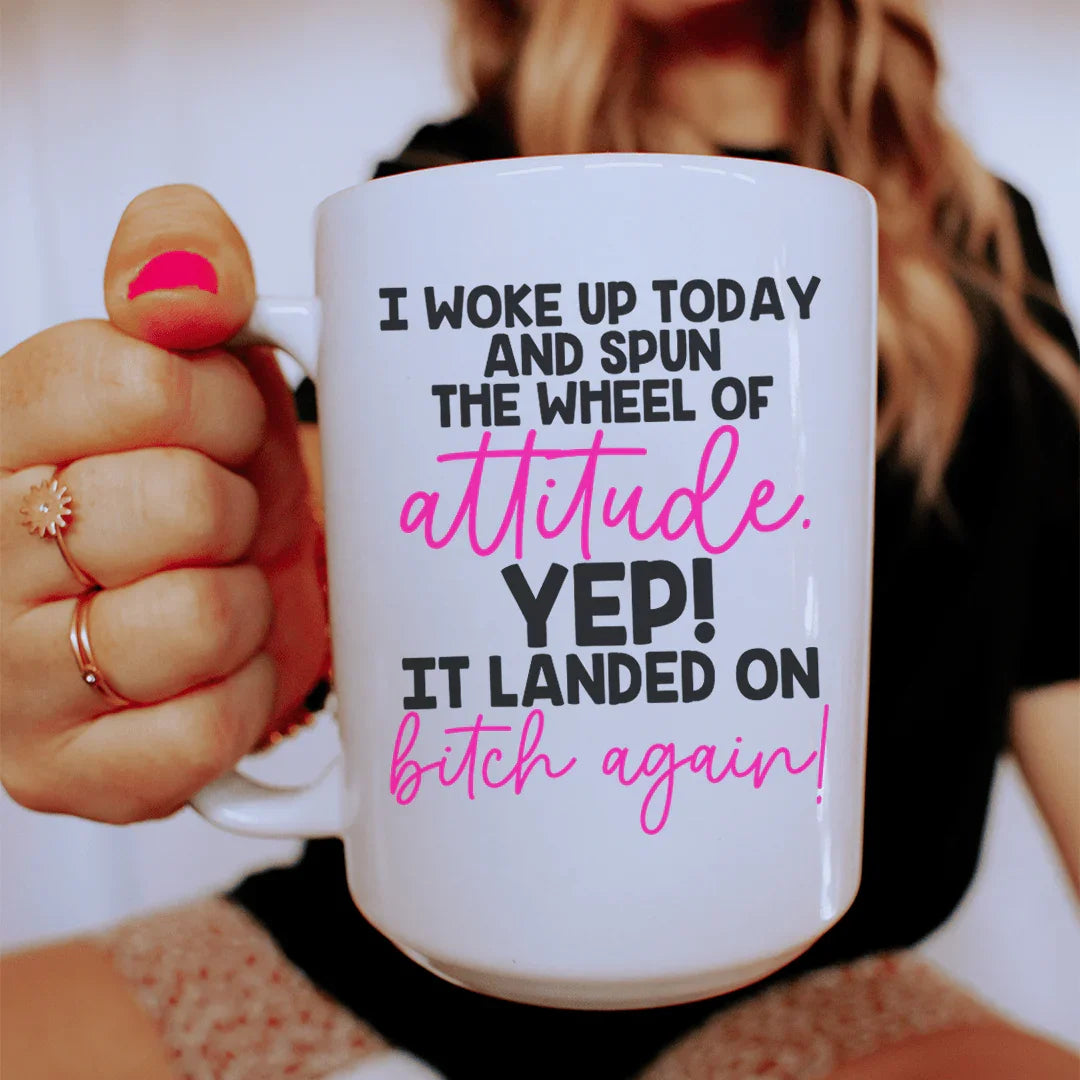 The Wheel Of Attitude Ceramic Mug 15 oz White / One Size CustomCat Drinkware T-Shirt