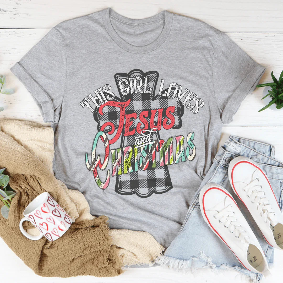 This Girl Loves Jesus & Christmas Tee Peachy Sunday T-Shirt