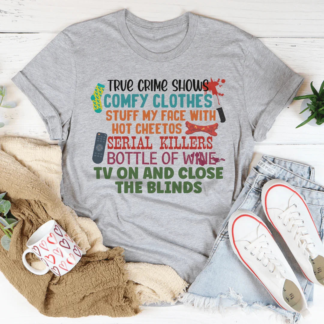 True Crime Shows Comfy Clothes Bottle Of Wine Tee Athletic Heather / S Peachy Sunday T-Shirt