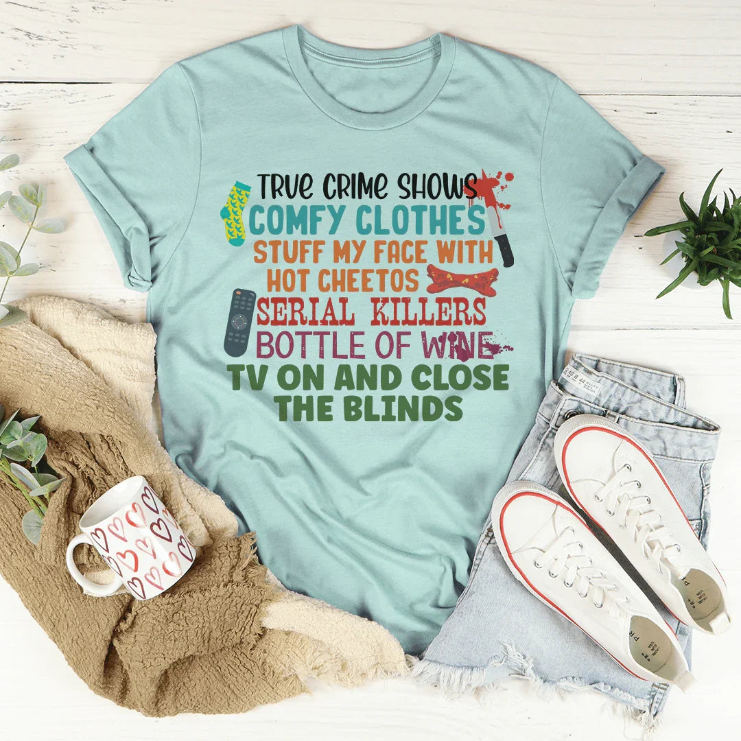 True Crime Shows Comfy Clothes Bottle Of Wine Tee Heather Prism Dusty Blue / S Peachy Sunday T-Shirt