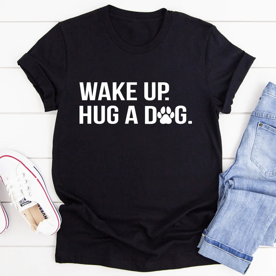 Wake Up Hug A Dog Tee Black Heather / S Peachy Sunday T-Shirt