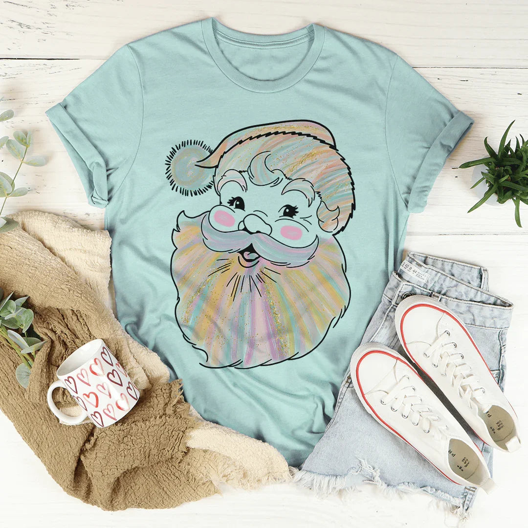 Watercolor Santa Tee Heather Prism Dusty Blue / S Peachy Sunday T-Shirt