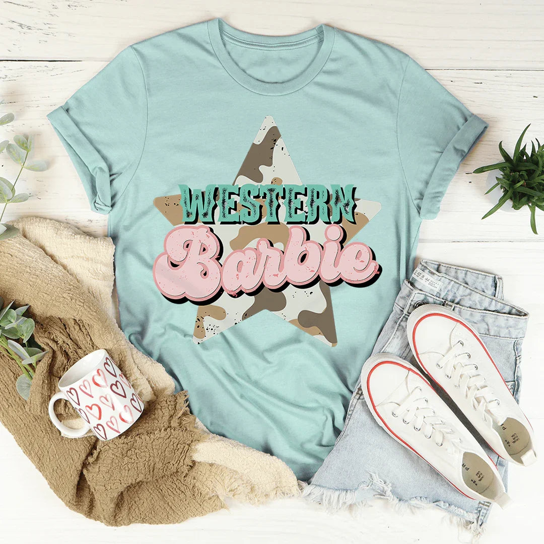 Western Barbie Star Tee Heather Prism Dusty Blue / S Peachy Sunday T-Shirt