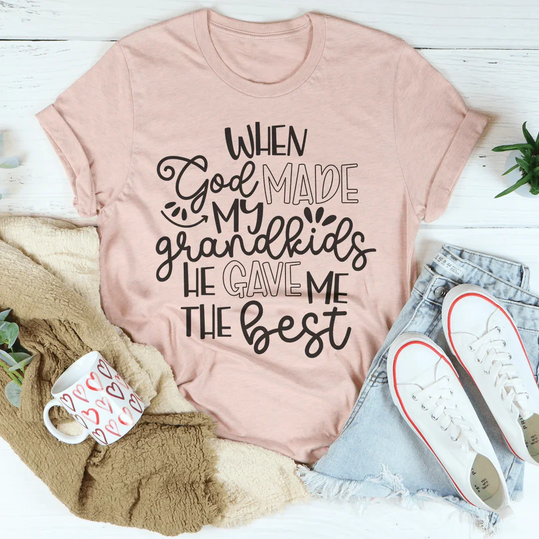 When God Made My Grandkids He Gave Me The Best Tee Heather Prism Peach / S Peachy Sunday T-Shirt
