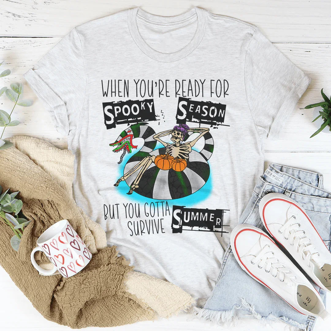 When You're Ready For Spooky Season But You Gotta Survive Summer Tee Ash / S Peachy Sunday T-Shirt