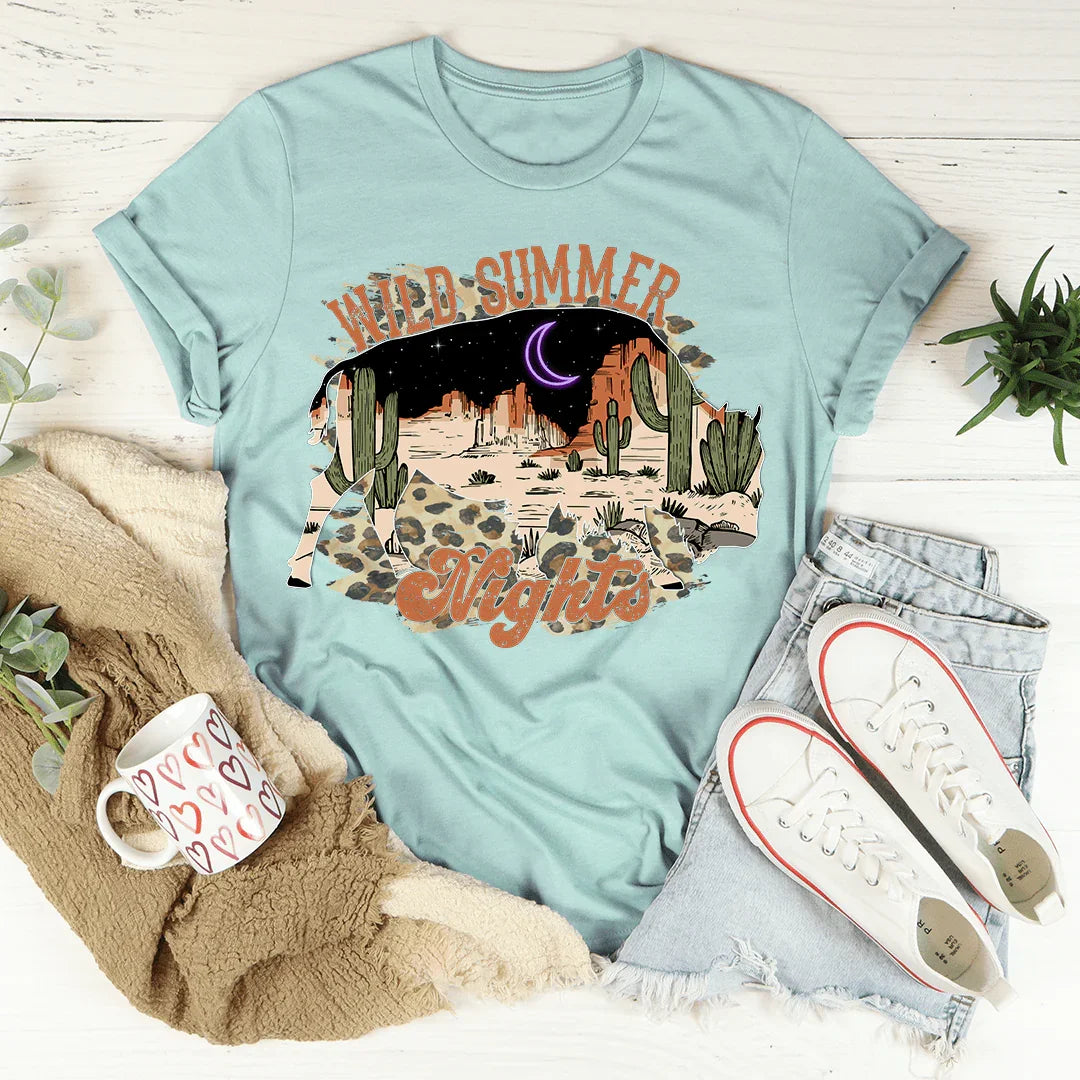Wild Summer Nights Tee Heather Prism Dusty Blue / S Peachy Sunday T-Shirt