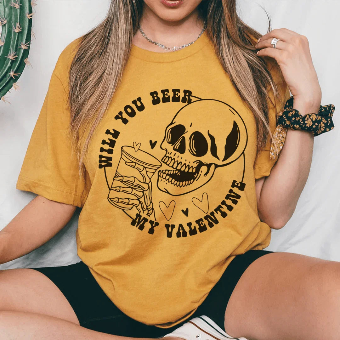 Will You Beer My Valentine Tee Mustard / S Peachy Sunday T-Shirt