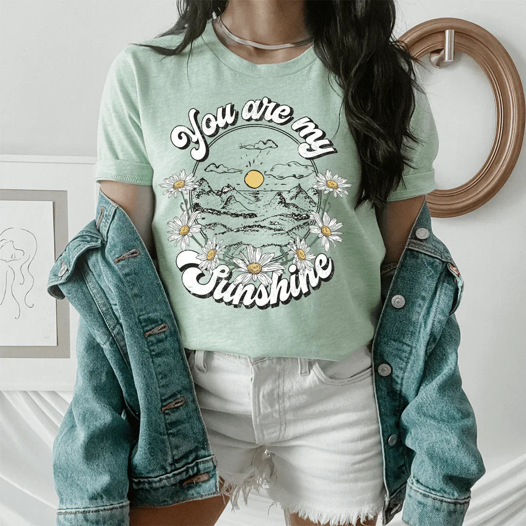 You Are My Sunshine Tee Heather Prism Dusty Blue / S Peachy Sunday T-Shirt