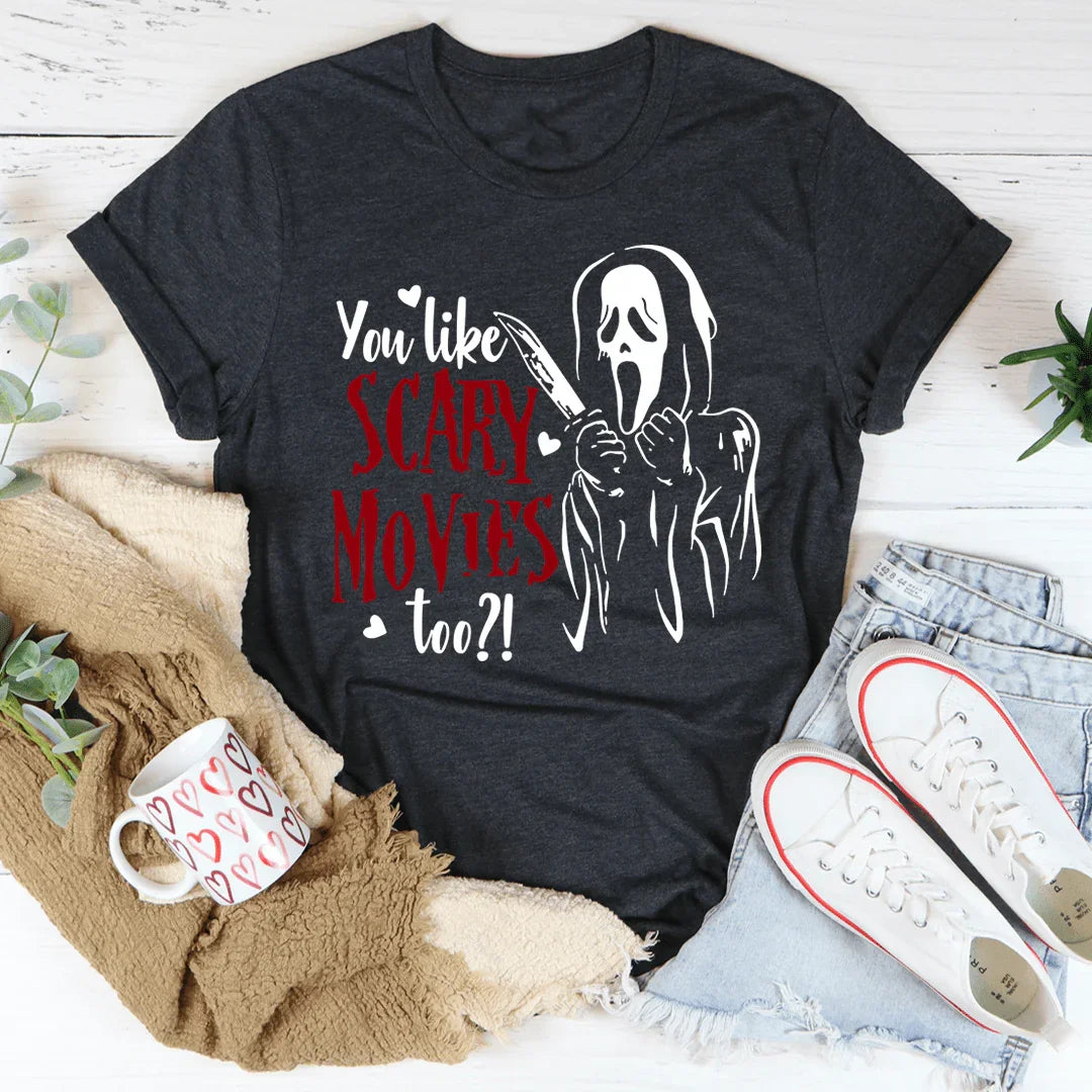 You Like Scary Movies Too Tee Dark Grey Heather / S Peachy Sunday T-Shirt