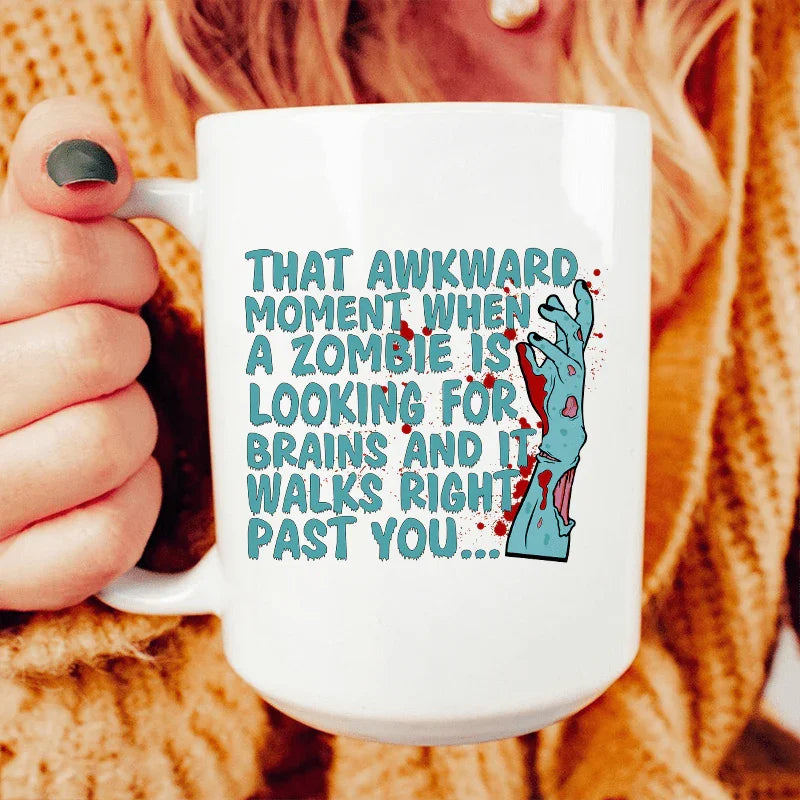 Zombie Looking For Brains Ceramic Mug 15 oz White / One Size CustomCat Drinkware T-Shirt