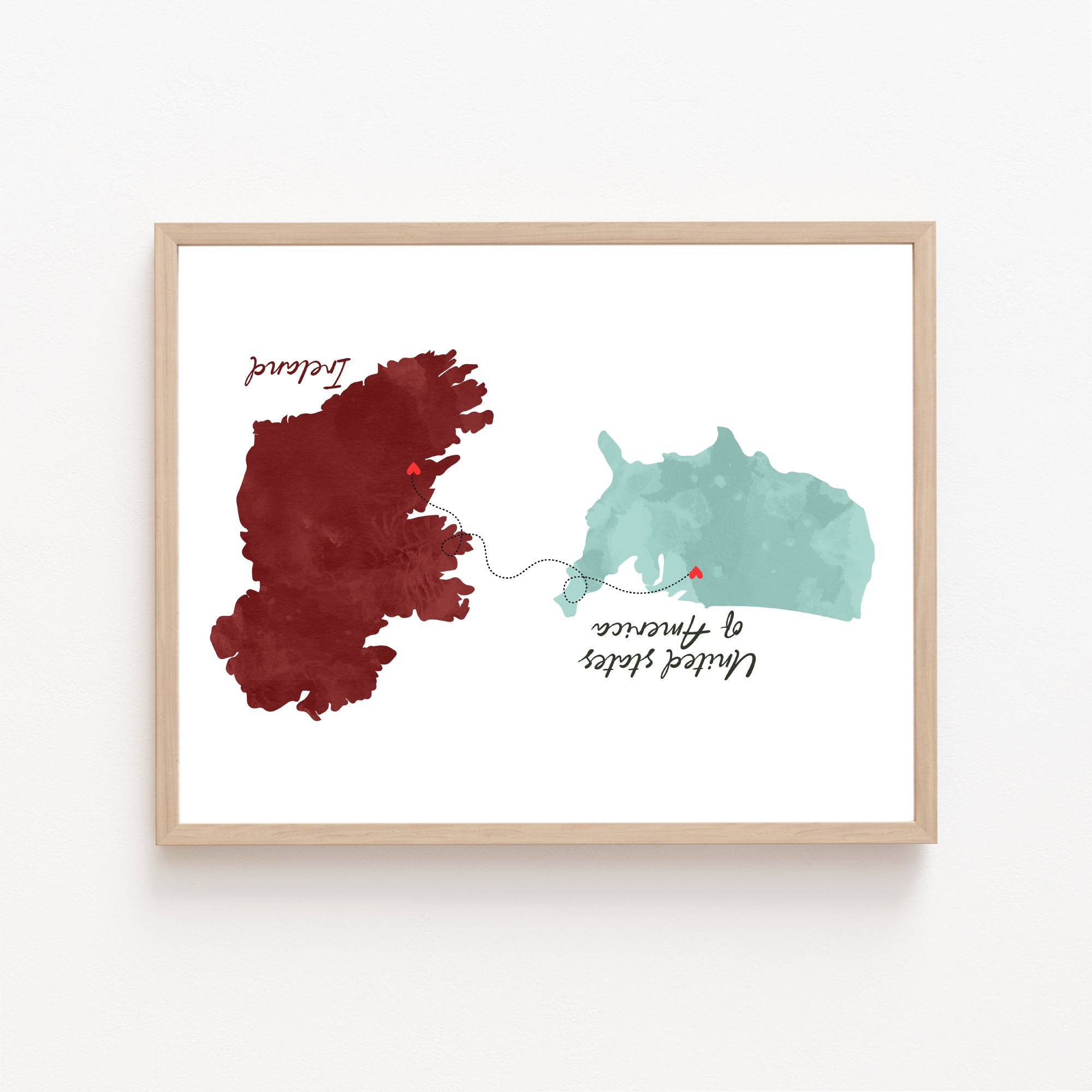 Décoration murale personnalisée avec deux cartes pour longue distance