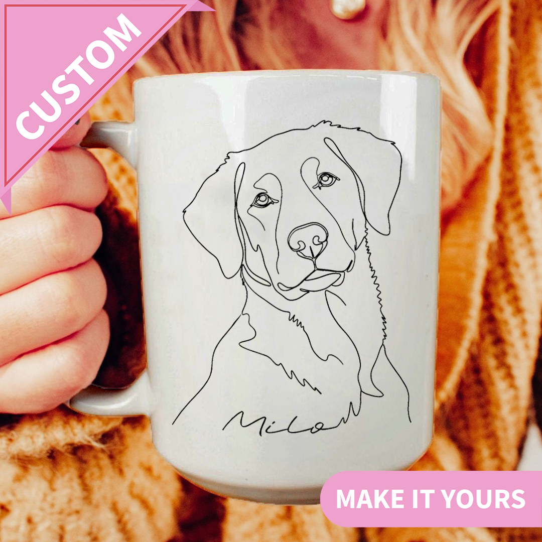 Personalized Dog Lineart Mug